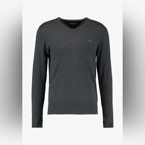 Tommy Hilfiger Mens Gray V-Neck Sweater Long Sleeve Classic Preppy Y2K Medium